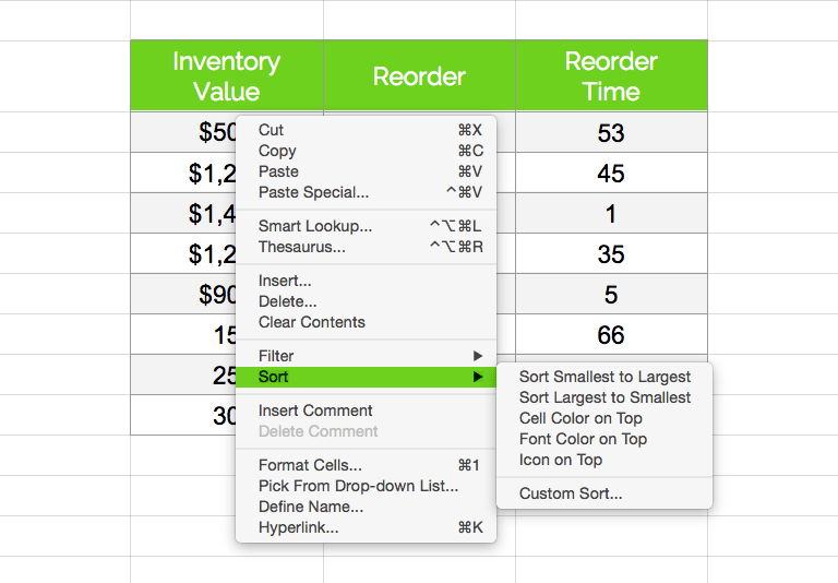 Excel-template  - 排序